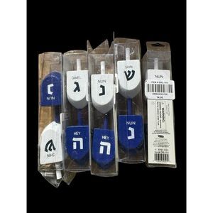 5 sets RITE LITE Blue/White Large Wood Dreidels, 2.75", Set of 2/Gift Box